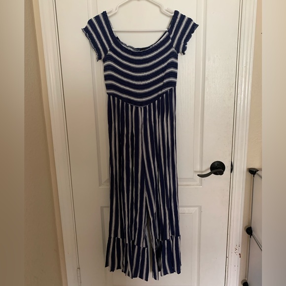 Women’s Blue and White Striped Romper - Size Medium - Picture 2 of 6